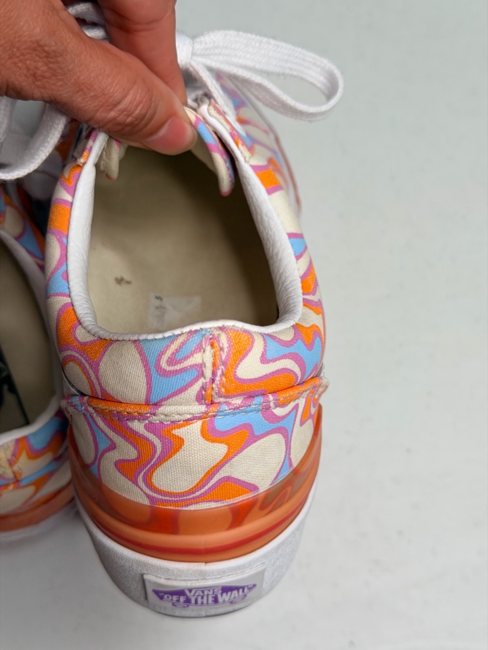 Vans Platform Lace-Up Sneakers in Orange, Pink, Cream Swirl - Picture 8 of 10